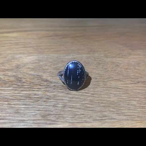 Sterling silver and snowflake obsidian ring - Picture 3 of 7